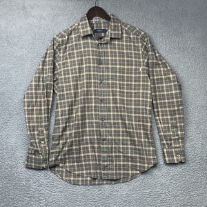 Zegna Sport Shirt Mens M Green Plaid Button Front Career Preppy